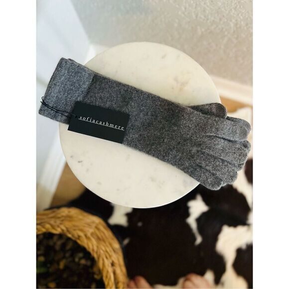 SOFIA CASHMERE Screen Compatible Tech Knit Cashmere Gloves, Gray, LUXURIOUS, NWT - Picture 4 of 10